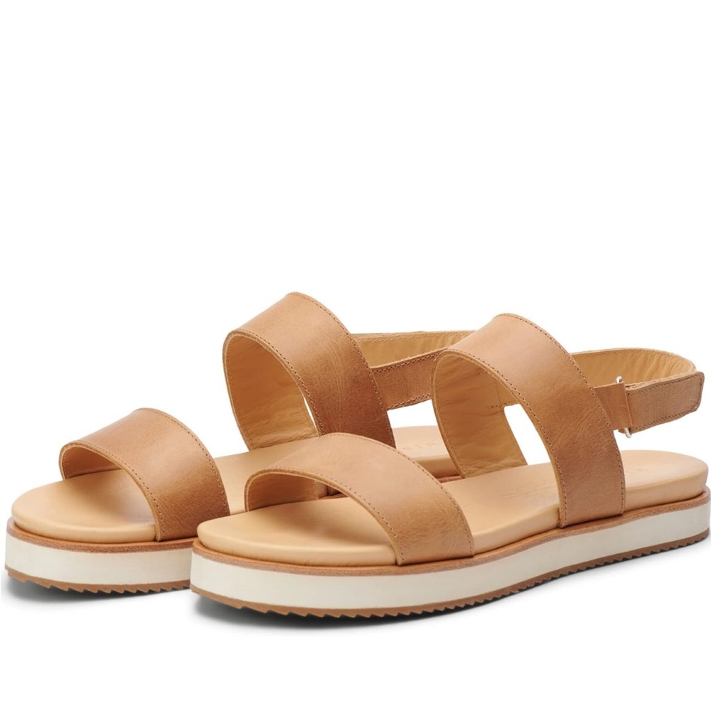 Nisolo Anthropologie Flatform Double Strap Sandal in Tan, 7.5, New Without box